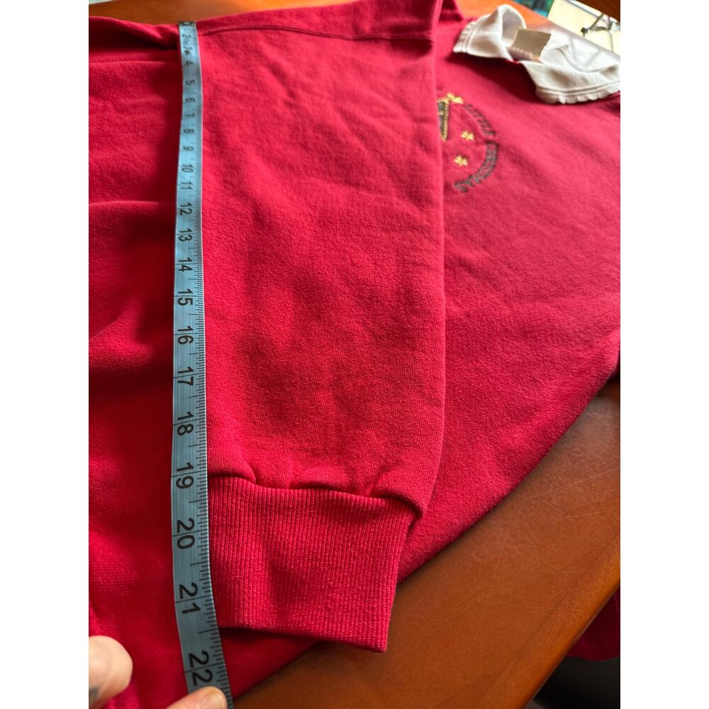 Vintage Oarsman Red Christmas Sweatshirt L Embroidered Holiday Sweater - Picture 7 of 8